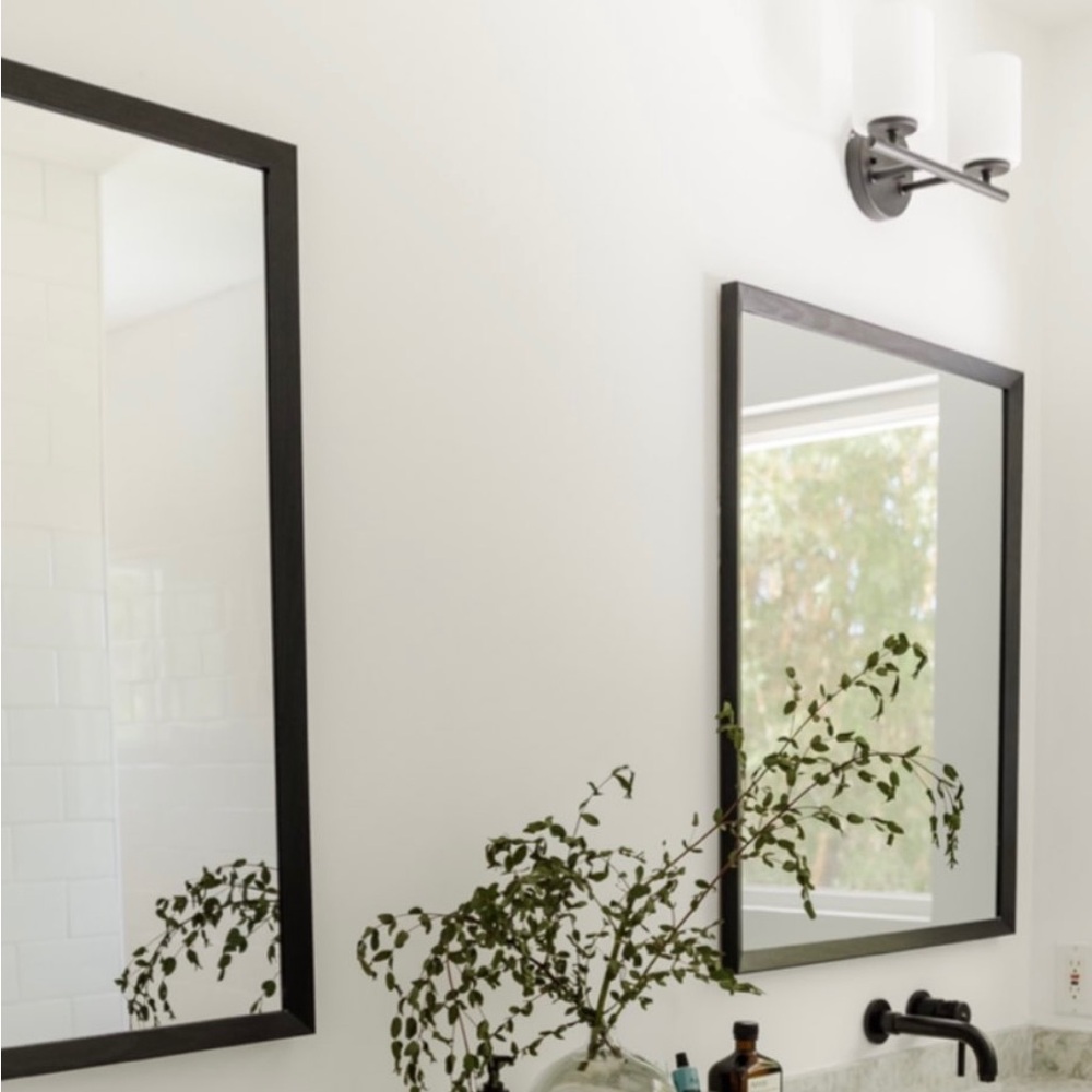 2-Light Etched Glass Modern Bath Vanity Light Sconce Matte Black